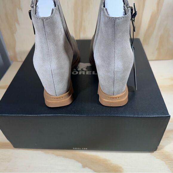 New Sorel Joan Of Arctic Wedge III Zippered Taupe Ankle Boots Size 5.5 - Picture 3 of 7